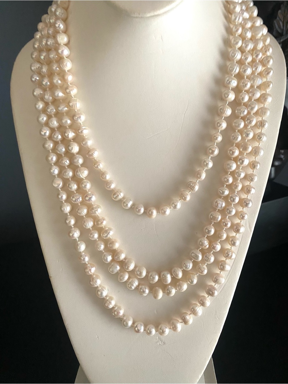 Long, 102 inch, Single Strand Ivory Freshwater Pearl Necklace NWT
